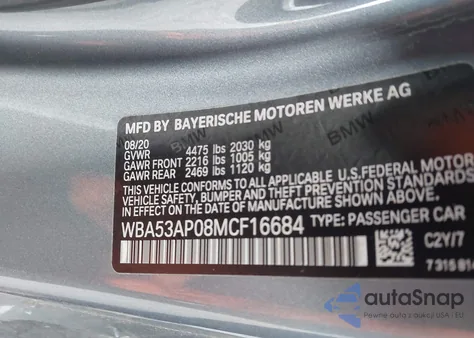 2021 BMW 430I z USA, uszkodzony, nr VIN WBA53AP08MCF16684